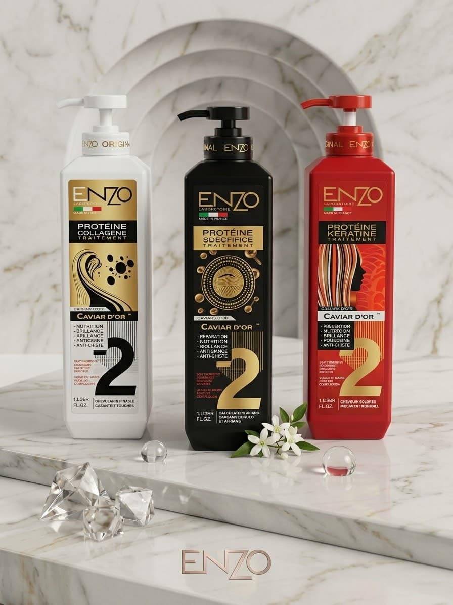 Gamme Soins Capillaires Professionnels ENZO Caviar d'Or (Protéine, Collagène & Kératine)